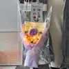 Buquê de rosas e tulipas de lã tricotado à mão, produto acabado, presente de Dia dos Namorados para namorada, presente de aniversário