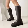 35-48 Botas de Cuero Altas para Mujer Otoño/Invierno, Punta Redonda, Suela Gruesa, Antideslizantes, Cremallera Lateral, Ligeras, Tacón Cuadrado, Botas de Montar de Tacón Alto para Mujer
