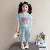 Conjunto Delgado de Verano para Niñas 2026 Nueva Moda Pantalones Anti-Mosquitos para Bebé Conjunto de Dos Piezas de Manga Corta de Verano para Niños