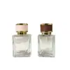Botella de Perfume de Vidrio de Alta Gama 30ml 50ml Botella con Atomizador Reutilizable Rellenable Exquisita Botella de Fragancia Portátil con Tapa de Madera