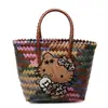 Bolsa de Palha Colorida de Mão para Verão Feminina 2025 Nova Moda Bolsa de Ombro de Grande Capacidade Bolsa de Praia de Férias de Alta Qualidade