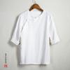 Camiseta de manga corta informal de lino de color liso simple para hombre, estilo chino, retro, de moda, de verano