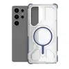 Adecuado para Samsung S25Ultra J-16 Funda Protectora Magnética Transparente Anticaídas Samsung S25 Funda para Teléfono Móvil Magnética de Gama Alta