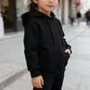Nova Moletom com Capuz Casual Solto Estilo College Algodão Cor Sólida Infantil Pai-Filho Popular Logo Estampado Tendência