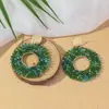 Brincos de Argola com Pedras Coloridas de Verão Doce Simples Brincos de Miçangas Tecidos à Mão Joias Transfronteiriças Europeias e Americanas