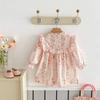 Nuevo Vestido de Primavera 2026 para Niñas con Bordes Fruncidos, Vestido de Princesa Floral de Manga Larga, Vestido Floral para Bebé