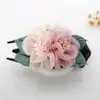 Grampo Bico de Pato Grande, Grampo Especial para Penteados de Senhoras, Grampo de Cabelo de Tecido com Flor de Seda, Grampo Superior da Moda
