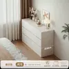 Tocador estilo crema y mesa de noche mesa integrada para dormitorio, tocador de maquillaje simple moderno para el dormitorio principal de las niñas, gabinete con cajón para maquillaje