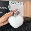 Lindo Conejo Rex Real Peluche Pequeño Corazón de Melocotón Llavero de Coche Colgante Lindo Bola de Felpa Corazón Mochila Escolar Colgante de Bolso Regalo