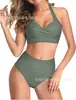 Popular Bikini Push-Up de Estilo Dividido, Popular en Aliexpress y Amazon, Estilo Europeo y Americano, Multicolor Sólido para Mujer, Bikini Elegante y Adelgazante