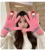 Guantes de lana para mujer invierno lindo muñeco de nieve tejidos pantalla táctil engrosados cálidos para montar cinco dedos invierno a prueba de frío