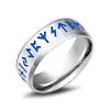 Guerrero de Acero Moda Japonesa y Coreana Anillo Sencillo de Amuleto Vikingo Venta al por Mayor Anillo Vikingo con Letras para Hombre de Acero de Titanio