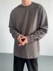 Suéter de gola redonda pesada estilo americano para homens Primavera e Outono Design Sense Niche cleanfit Branco Camiseta de manga comprida Camisa Base