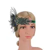 Diadema de Plumas Transfronteriza de los Años 20 Europea y Americana Lujo Ligero Floral con Pedrería y Perlas Accesorio para el Cabello Moda Mascarada Tocado