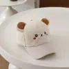 Gorra de béisbol con forma de oso linda para niños, gorro cálido de otoño e invierno, gorra de pico de dibujos animados para niños y niñas, lana de cordero para niños