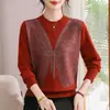 Nuevo suéter de punto para otoño e invierno para madres, suéter suave de manga larga para mujeres de 50 años en adelante, ropa de mujer moderna y versátil