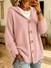 Cárdigan de punto con capucha y botones, estilo europeo y americano, nueva colección otoño/invierno, color liso, suéter casual y de moda para mujer