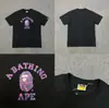 Camiseta unisex de manga curta da marca tendência BAPE, co-branded com design de camuflagem de cabeça de macaco, caimento solto de alta qualidade