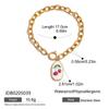Wanxing Venta Caliente Transfronteriza Etiqueta Estampada Gota de Aceite Pulsera de Perlas Acero Inoxidable Chapado en Oro Pulsera para Mujer Joyería de Moda