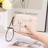 Cartera corta de exportación transfronteriza estilo coreano de cuero PU con cremallera estampada plegable, bolso de mano corto multifuncional, monedero para mujer