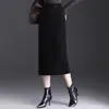 Moda Outono/Inverno 2026 Nova Saia Reta Elegante de Cintura Alta com Fenda nas Costas, Saia de Comprimento Médio para o Trabalho, Saia Bodycon Elegante de Corte Ajustado