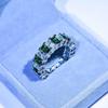 Anel de Dedo Indicador Moissanite Corte Esmeralda Diamante Anel de Dedo Anel para Mulheres Mosan Diamante Moda Personalidade Ins Celebridade da Internet Europeia e Americana