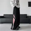 Calças Parachute Finas de Secagem Rápida para Verão Masculinas, Marca Moderna Largas com Blocos de Cor e Retalhos Jovens Retas de Perna Larga Casuais Longas