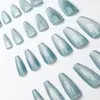 Ojo de Gato Sal Marina Textura de Alta Gama Estilo Girly Fresco y Elegante Estilo Hermana Iluminador Medio Arte de Uñas 24-t Uñas Postizas