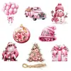 Nuevo producto transfronterizo: Adorno colgante de decoración navideña rosa, Colgante para decoración de árbol de Navidad, Etiqueta de regalo de Navidad