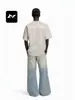 Pantalones de mezclilla azul claro, estilo vintage, desgastados, para mujer, corte holgado, efecto adelgazante, pierna ancha, tiro alto, hasta el suelo