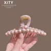 Presilha de Cabelo de Pérola de Novo Estilo Coreano e Japonês de Alta Qualidade para Mulheres, Tamanho Grande com Strass, Prendedor de Tubarão para Penteado Completo, Acessório de Cabelo Redutor de Idade