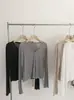 Cardigan Camiseta Ligera Suave de Punto Canalé Color Sólido Estilo Nuevo de Verano con Volantes Cuello en V Manga Larga Ropa Exterior Protectora del Sol Corta para Mujer