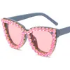 Gafas de sol de diamante de montura grande nuevas europeas y americanas gafas de color caramelo gafas de sol de moda para mujer fiesta disparos en la calle gafas decorativas