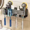 Rack de Armazenamento de Escova de Dentes e Pasta de Dentes para Banheiro de Luxo Leve Suporte de Copo para Enxaguante Bucal Multifuncional para Banheiro Doméstico Montado na Parede Sem Perfuração