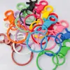 Chaveiro de Contas Tira de Silicone Corda de Couro Pingente Acessórios de Metal Argola de Aço Fivela de Porta Anel de Cartão Pequeno