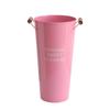 Cubo para Flores de Madera Rosa con Mango Estilo Nórdico para Uso Doméstico, Cubo para Flores Frescas de Floristería, Jarrón Profundo de Lata Decorativo para Arreglos Florales