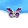 Accesorios de cloisonné con gotas de aceite de aleación, borla de mariposa, accesorios de metal, collar con mariposa sonriente de dos vías y agujero vertical