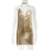 Roupas Femininas Transfronteiriças Europeias e Americanas Mais Vendidas na Amazon Vestido Sexy Doce e Picante com Lantejoulas Metálicas Saia de Suspensório com Strass para Mulheres