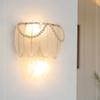 Lámpara de araña de sala de estar de cristal de plumas de lujo ligero de estilo francés posmoderno transfronterizo, lámparas de habitación simples italianas para dormitorio principal, comedor, habitación