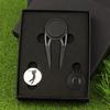 Amazon artículos de golf populares caja de regalo de tenedor de frutas traje tenedor de bola de metal/clip para gorra/marcador de bola