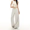 Pantalones vaqueros juveniles de color naranja # Tencel con tacto fresco, finos, de pierna ancha, para mujer, corte holgado, adelgazantes, transpirables, con caída, versátiles, de largo hasta el suelo