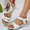Sandalias Nuevas de Comercio Exterior Transfronterizo 2023 para Mujer, Tacón de Cuña Amazon Velcro Suela Gruesa Talla Grande Sandalias de Una Tira en Stock