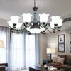 Candelabro Estilo Americano Cerámica Atmósfera Simple Moderna Iluminación Sala de Estar Hogar Dormitorio Estilo Europeo Comedor Lámpara de Techo Lámparas
