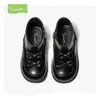 Botas de cuero para niñas Snuffy, nuevo modelo de otoño, botas de princesa marrones para niños, de suela blanda, antideslizantes, con lazo para niñas
