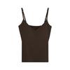 Camisole de Lã Escovada Grossa Quente para Outono e Inverno 2025, Gola V Simples com Alças Ajustáveis no Ombro e Bojo