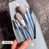 Nuevo juego de 8 mini brochas de maquillaje con mango de madera, brocha portátil para ojos Morandi, herramientas de belleza transfronterizas al por mayor