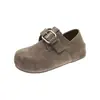 Elegantes zapatos mule metálicos con hebilla, de dos vías, para aumentar la altura, para mujer, novedad otoño 2026, mocasines versátiles de suela blanda sin cordones