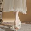 Estilo de Noite Francês com Saia e Salto Alto 2025 Novos Sapatos de Fada de Pérola para Cerimônia de Adultos Elegantes Versáteis Sapatos que Aumentam a Altura