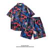 Calças de praia soltas havaianas para férias, praia, casual, moderna, manga curta, camisa, traje de praia, shorts de verão
