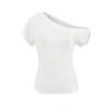Camiseta Feminina Manga Curta Ombro Inclinado Desejo Puro Garota Quente 2025 Novo Design de Verão Nicho Ombro Caído Slim Sexy